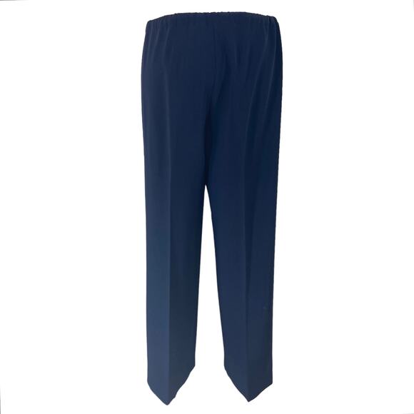 St John navy blue wide leg pants, Ladies medium drawstring waist casual bottom - Picture 2 of 6